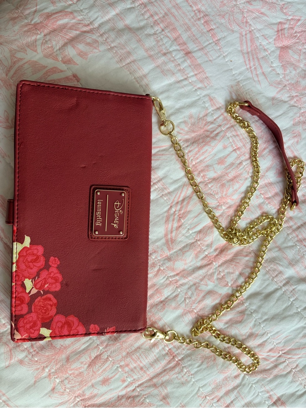 Disney Loungefly Red Floral Crossbody Bag Belle